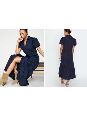 Brochu Walker The Havana Dress XS Navy Nautical Sustainable